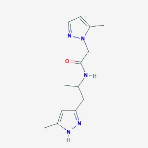 molecular formula C13H19N5O B5951242 N-[1-methyl-2-(3-methyl-1H-pyrazol-5-yl)ethyl]-2-(5-methyl-1H-pyrazol-1-yl)acetamide 