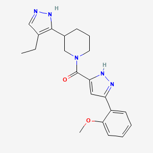 molecular formula C21H25N5O2 B5951417 [3-(4-ethyl-1H-pyrazol-5-yl)piperidin-1-yl]-[3-(2-methoxyphenyl)-1H-pyrazol-5-yl]methanone 