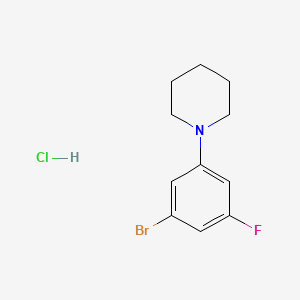 molecular formula C11H14BrClFN B595144 1-(3-Bromo-5-fluorophenyl)piperidine hydrochloride CAS No. 1242336-61-3