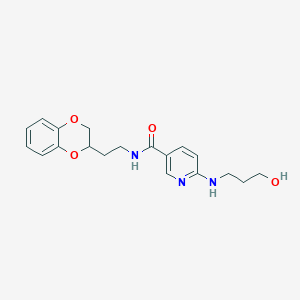 molecular formula C19H23N3O4 B5951565 N-[2-(2,3-dihydro-1,4-benzodioxin-2-yl)ethyl]-6-[(3-hydroxypropyl)amino]nicotinamide 