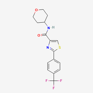 molecular formula C16H15F3N2O2S B5951900 N-(tetrahydro-2H-pyran-4-yl)-2-[4-(trifluoromethyl)phenyl]-1,3-thiazole-4-carboxamide 