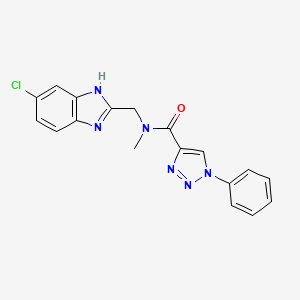 molecular formula C18H15ClN6O B5951908 N-[(5-chloro-1H-benzimidazol-2-yl)methyl]-N-methyl-1-phenyl-1H-1,2,3-triazole-4-carboxamide 