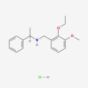 molecular formula C18H24ClNO2 B5951980 N-[(2-ethoxy-3-methoxyphenyl)methyl]-1-phenylethanamine;hydrochloride 