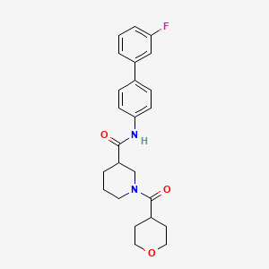 molecular formula C24H27FN2O3 B5952149 N-(3'-fluoro-4-biphenylyl)-1-(tetrahydro-2H-pyran-4-ylcarbonyl)-3-piperidinecarboxamide 