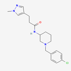molecular formula C19H25ClN4O B5952162 N-[1-[(4-chlorophenyl)methyl]piperidin-3-yl]-3-(1-methylpyrazol-4-yl)propanamide 