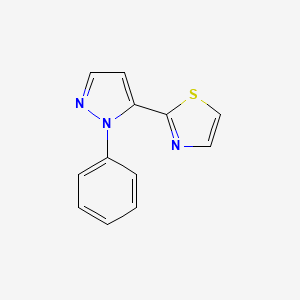 molecular formula C12H9N3S B595220 2-(1-phenyl-1H-pyrazol-5-yl)thiazole CAS No. 1269292-90-1