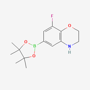 molecular formula C14H19BFNO3 B595233 8-Fluoro-6-(4,4,5,5-tetramethyl-1,3,2-dioxaborolan-2-yl)-3,4-dihydro-2h-benzo[b][1,4]oxazine CAS No. 1256255-96-5