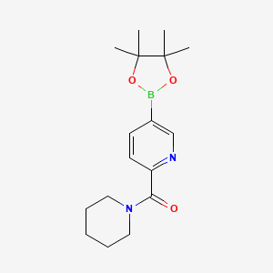 molecular formula C17H25BN2O3 B595237 Piperidin-1-yl(5-(4,4,5,5-tetramethyl-1,3,2-dioxaborolan-2-yl)pyridin-2-yl)methanone CAS No. 1314080-45-9