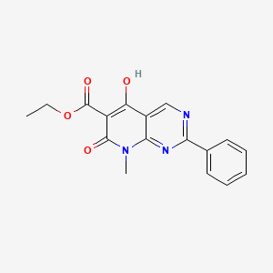 molecular formula C17H15N3O4 B595242 Ethyl 5-hydroxy-8-methyl-7-oxo-2-phenyl-7,8-dihydropyrido[2,3-d]pyrimidine-6-carboxylate CAS No. 1253791-89-7