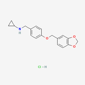 molecular formula C18H20ClNO3 B5952428 N-[4-(1,3-benzodioxol-5-ylmethoxy)benzyl]cyclopropanamine hydrochloride 