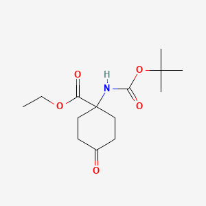 molecular formula C14H23NO5 B595247 Ethyl 1-(tert-butoxycarbonylamino)-4-oxocyclohexanecarboxylate CAS No. 1253791-63-7
