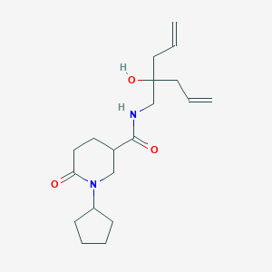 molecular formula C19H30N2O3 B5952471 N-(2-allyl-2-hydroxy-4-penten-1-yl)-1-cyclopentyl-6-oxo-3-piperidinecarboxamide 