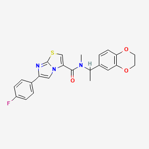 molecular formula C23H20FN3O3S B5952555 N-[1-(2,3-dihydro-1,4-benzodioxin-6-yl)ethyl]-6-(4-fluorophenyl)-N-methylimidazo[2,1-b][1,3]thiazole-3-carboxamide 