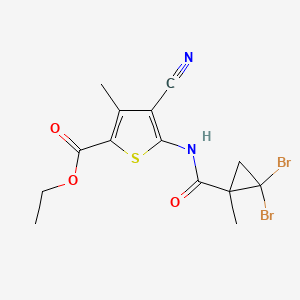 molecular formula C14H14Br2N2O3S B5952655 Ethyl 4-cyano-5-{[(2,2-dibromo-1-methylcyclopropyl)carbonyl]amino}-3-methylthiophene-2-carboxylate 