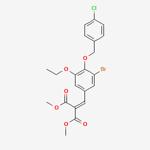 molecular formula C21H20BrClO6 B5952756 dimethyl {3-bromo-4-[(4-chlorobenzyl)oxy]-5-ethoxybenzylidene}malonate 