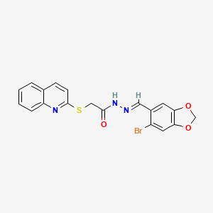 molecular formula C19H14BrN3O3S B5952854 N-[(E)-(6-bromo-1,3-benzodioxol-5-yl)methylideneamino]-2-quinolin-2-ylsulfanylacetamide 