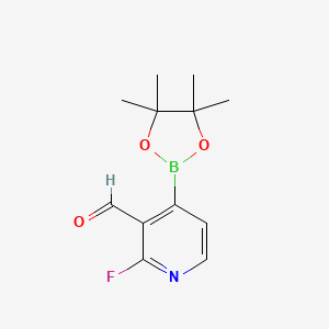 molecular formula C12H15BFNO3 B595292 2-Fluoro-4-(4,4,5,5-tetramethyl-1,3,2-dioxaborolan-2-yl)nicotinaldehyde CAS No. 1310384-06-5