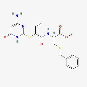 molecular formula C19H24N4O4S2 B5953049 methyl N-{2-[(4-amino-6-oxo-1,6-dihydro-2-pyrimidinyl)thio]butanoyl}-S-benzylcysteinate 