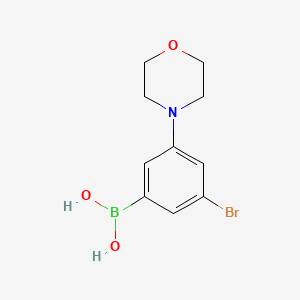 molecular formula C10H13BBrNO3 B595313 3-溴-5-吗啉基苯硼酸 CAS No. 1256355-10-8