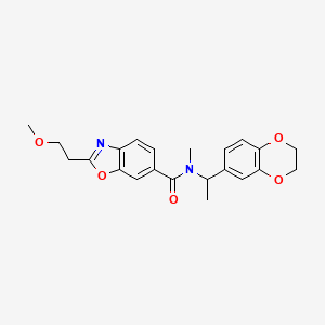 molecular formula C22H24N2O5 B5953133 N-[1-(2,3-dihydro-1,4-benzodioxin-6-yl)ethyl]-2-(2-methoxyethyl)-N-methyl-1,3-benzoxazole-6-carboxamide 