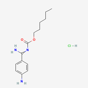 molecular formula C14H22ClN3O2 B595315 己基 aMino(4-aMinophenyl)MethylenecarbaMate 盐酸盐 CAS No. 1307233-93-7