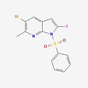 molecular formula C14H10BrIN2O2S B595317 1-(Phenylsulphonyl)-5-bromo-2-iodo-6-methyl-7-azaindole CAS No. 1227270-97-4