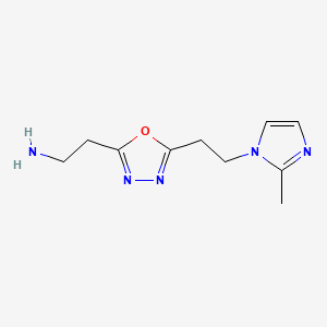 molecular formula C10H15N5O B595322 2-(5-(2-(2-methyl-1H-imidazol-1-yl)ethyl)-1,3,4-oxadiazol-2-yl)ethanamine CAS No. 1223748-26-2