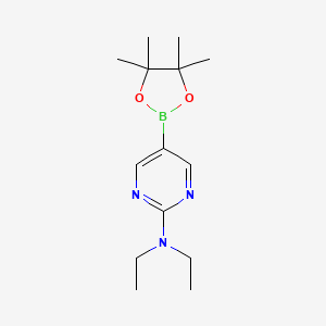 molecular formula C14H24BN3O2 B595324 N,N-Diethyl-5-(4,4,5,5-tetramethyl-1,3,2-dioxaborolan-2-yl)pyrimidin-2-amine CAS No. 1218791-45-7