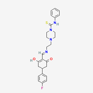 molecular formula C26H29FN4O2S B5953272 4-[2-({[4-(4-fluorophenyl)-2,6-dioxocyclohexylidene]methyl}amino)ethyl]-N-phenylpiperazine-1-carbothioamide 