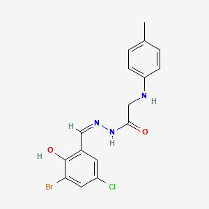 molecular formula C16H15BrClN3O2 B5953273 N-[(Z)-(3-bromo-5-chloro-2-hydroxyphenyl)methylideneamino]-2-(4-methylanilino)acetamide 