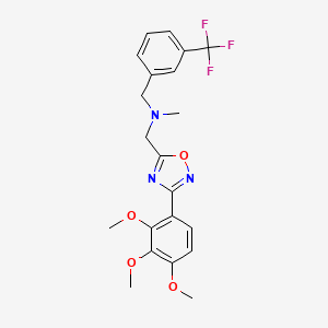 molecular formula C21H22F3N3O4 B5953280 N-methyl-1-[3-(trifluoromethyl)phenyl]-N-{[3-(2,3,4-trimethoxyphenyl)-1,2,4-oxadiazol-5-yl]methyl}methanamine 