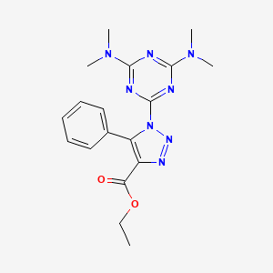 molecular formula C18H22N8O2 B5953281 ethyl 1-[4,6-bis(dimethylamino)-1,3,5-triazin-2-yl]-5-phenyl-1H-1,2,3-triazole-4-carboxylate 