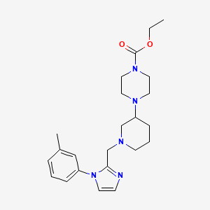 molecular formula C23H33N5O2 B5953282 ethyl 4-(1-{[1-(3-methylphenyl)-1H-imidazol-2-yl]methyl}-3-piperidinyl)-1-piperazinecarboxylate 