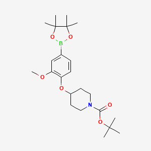 molecular formula C23H36BNO6 B595349 4-(1-BOC-piperidin-4-yloxy)-3-methoxyphenylboronic acid, pinacol ester CAS No. 1246372-53-1