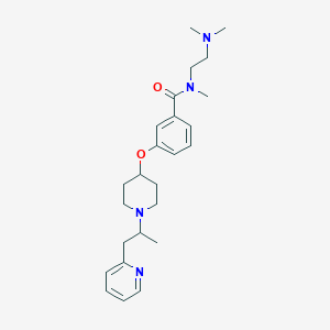molecular formula C25H36N4O2 B5953504 N-[2-(dimethylamino)ethyl]-N-methyl-3-({1-[1-methyl-2-(2-pyridinyl)ethyl]-4-piperidinyl}oxy)benzamide 