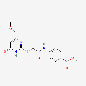 molecular formula C16H17N3O5S B5953514 METHYL 4-(2-{[4-(METHOXYMETHYL)-6-OXO-1,6-DIHYDROPYRIMIDIN-2-YL]SULFANYL}ACETAMIDO)BENZOATE 