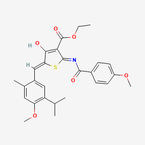 molecular formula C27H29NO6S B5953642 ethyl 5-(5-isopropyl-4-methoxy-2-methylbenzylidene)-2-[(4-methoxybenzoyl)amino]-4-oxo-4,5-dihydro-3-thiophenecarboxylate 