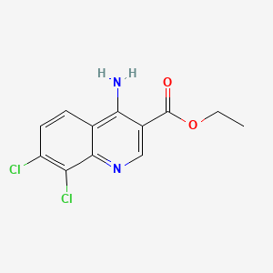 molecular formula C12H10Cl2N2O2 B595390 Ethyl 4-amino-7,8-dichloroquinoline-3-carboxylate CAS No. 1242260-65-6