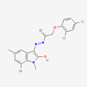 molecular formula C18H14BrCl2N3O3 B5953946 N'-(7-bromo-1,5-dimethyl-2-oxo-1,2-dihydro-3H-indol-3-ylidene)-2-(2,4-dichlorophenoxy)acetohydrazide 