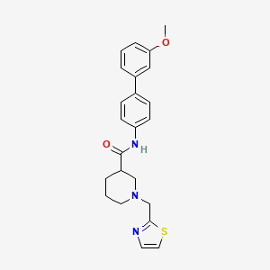 molecular formula C23H25N3O2S B5954101 N-(3'-methoxy-4-biphenylyl)-1-(1,3-thiazol-2-ylmethyl)-3-piperidinecarboxamide 