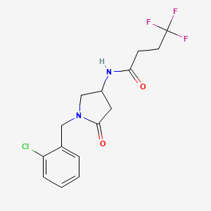 molecular formula C15H16ClF3N2O2 B5954370 N-[1-(2-chlorobenzyl)-5-oxo-3-pyrrolidinyl]-4,4,4-trifluorobutanamide 