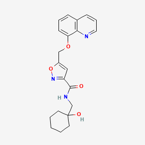 molecular formula C21H23N3O4 B5954594 N-[(1-hydroxycyclohexyl)methyl]-5-[(8-quinolinyloxy)methyl]-3-isoxazolecarboxamide 