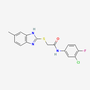molecular formula C16H13ClFN3OS B5954719 N~1~-(3-CHLORO-4-FLUOROPHENYL)-2-[(5-METHYL-1H-1,3-BENZIMIDAZOL-2-YL)SULFANYL]ACETAMIDE 