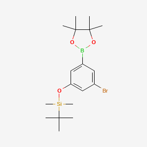 molecular formula C18H30BBrO3Si B595520 (3-Bromo-5-(4,4,5,5-tetramethyl-1,3,2-dioxaborolan-2-yl)phenoxy)(tert-butyl)dimethylsilane CAS No. 1218789-51-5