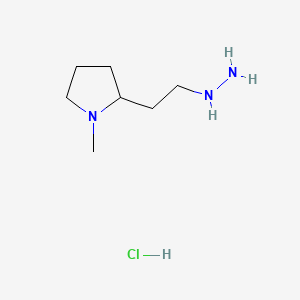 molecular formula C7H18ClN3 B595567 2-(2-Hydrazinylethyl)-1-methylpyrrolidine hydrochloride CAS No. 1269292-40-1