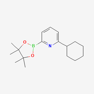 molecular formula C17H26BNO2 B595706 2-Cyclohexyl-6-(4,4,5,5-tetramethyl-1,3,2-dioxaborolan-2-yl)pyridine CAS No. 1259370-17-6