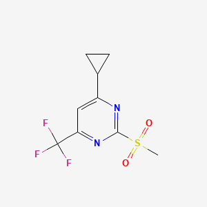 molecular formula C9H9F3N2O2S B595731 4-Cyclopropyl-2-methanesulfonyl-6-trifluoromethyl-pyrimidine CAS No. 1263285-93-3