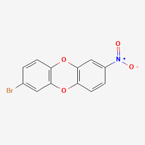 molecular formula C12H6BrNO4 B595732 2-Bromo-7-nitrodibenzo[b,e][1,4]dioxine CAS No. 100125-06-2