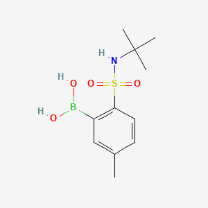 molecular formula C11H18BNO4S B595739 (2-(N-(tert-Butyl)sulfamoyl)-5-methylphenyl)boronic acid CAS No. 183000-60-4