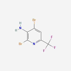 molecular formula C6H3Br2F3N2 B595754 2,4-Dibromo-6-(trifluoromethyl)pyridin-3-amine CAS No. 1214365-67-9